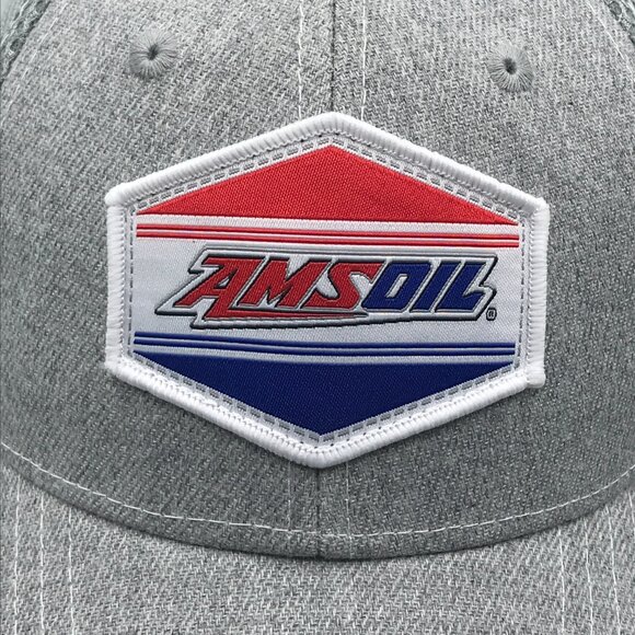 NEW AMSOIL Light Gray Sewn Logo Patch Mesh Snapback Baseball Cap Hat - Picture 2 of 10
